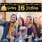 Happy 16th Birthday Banner Decorations for Boys, Black Gold 16 Birthday Signs Party Supplies, Sweet Sixteen Birthday Party Decor for Outdoor Indoor